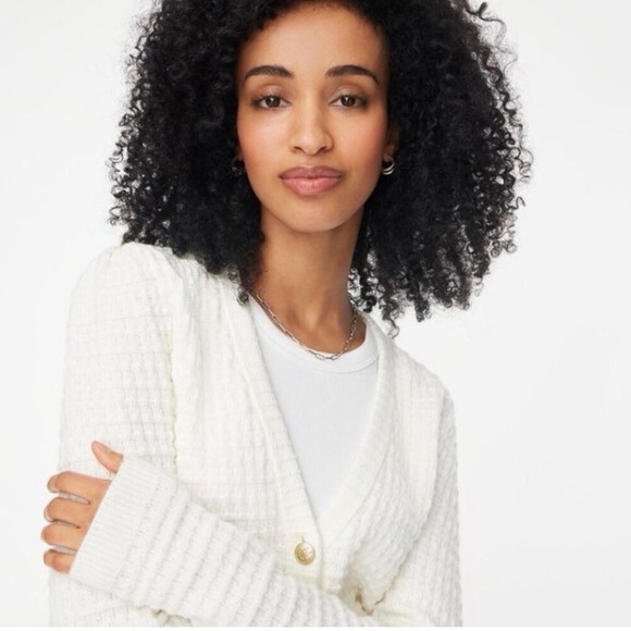 NWT J.Crew Factory Textured Cardigan Sweater Ivory - Picture 4 of 9